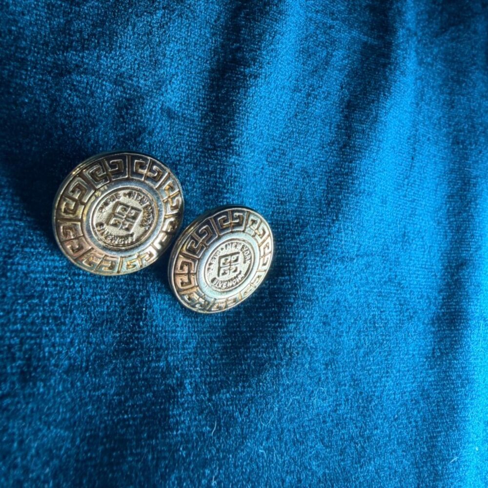 Givenchy Vintage Medallion Pierced Earrings Signature Logo